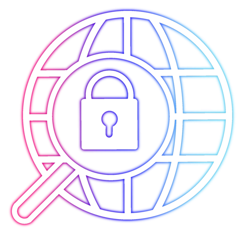 Icône de globe avec cadenas symbolisant la sécurité internet